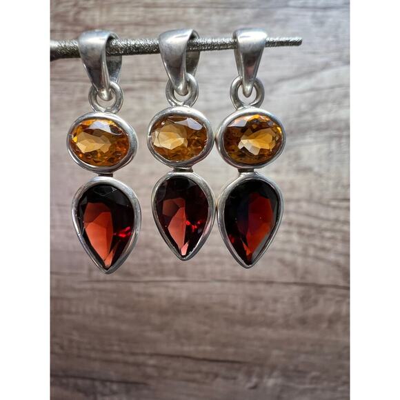 NEW citrine and garnet sterling silver pendant - Picture 10 of 10